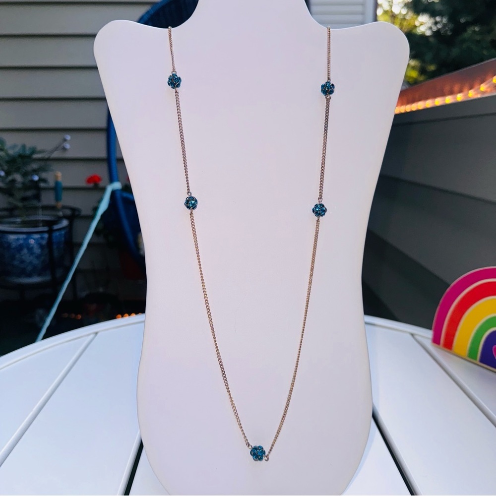 Blue Rhinestone ball necklace - Picture 5 of 9
